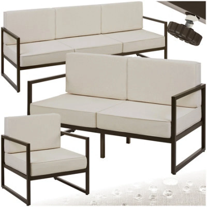 Image of Tectake Garden Furniture Comosa - For 6 People, XXL Padding, 2 Sofas, 1 Armchair - Brown/beige - 1