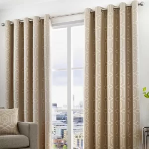 image of Curtina Camberwell Stone Eyelet Curtains Stone (Grey)