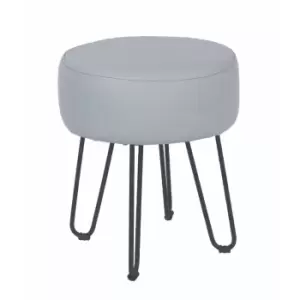 Image of Core Products Grey PU Round Stool With Black Metal Legs