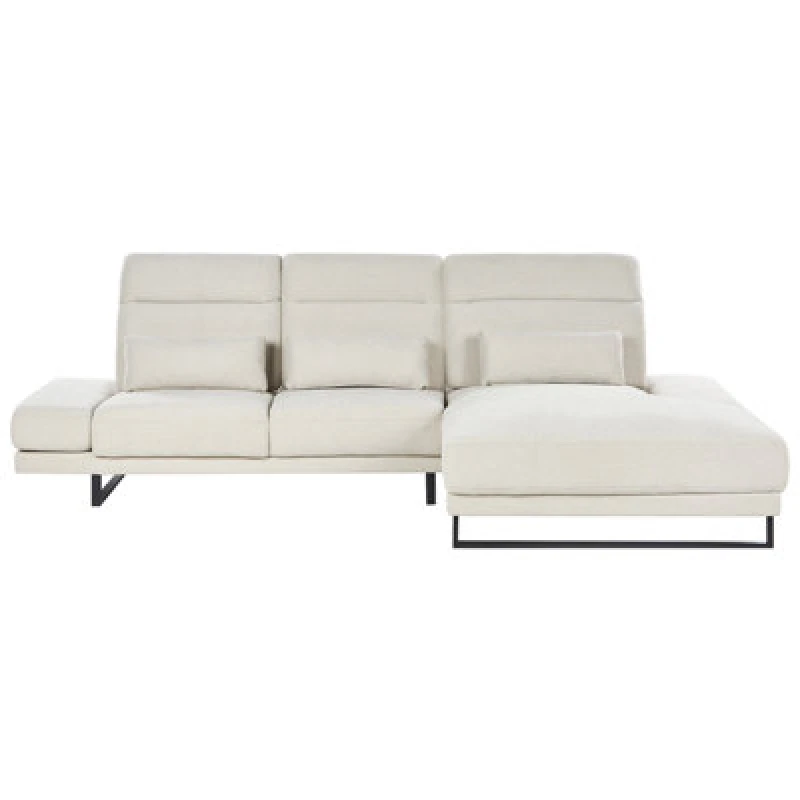 Image of Beliani Corner Sofa 4 Seater Ikast Fabric Light Beige Left Hand