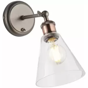 Image of Wall Light Aged Pewter & Aged Copper Plate 10W LED E27 Living Room e10180