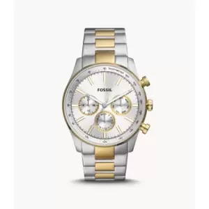 Image of Fossil Mens Sullivan Multifunction Two-Tone Stainless Steel Watch - Gold / Silver