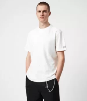 Image of AllSaints Mens Cotton Relaxed Fit Seri Short Sleeve Crew Neck T-Shirt, White, Size: L