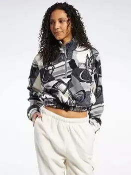 Image of Reebok Classics Winter Print Half-zip Sweatshirt, Blue, Size L, Women