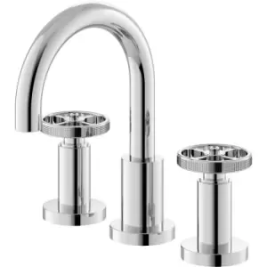 image of Revolution 3-Hole Basin Mixer Tap with Waste - Chrome - Hudson Reed