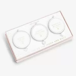 Image of Love You To The Moon And Back Silver Set of 3 17.5cm Stretch Bracelets 5335