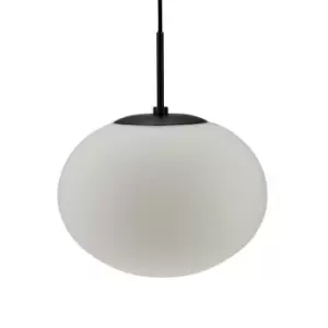 image of Princess Globe Pendant Ceiling Light Opal, Black Suspension