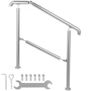 Image of Vevor 1 To 3 Step Railing 220lb Silver Steel Safety Rail Adjustable Angle 0-60°