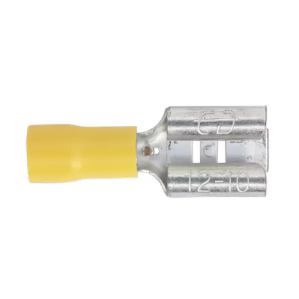 Image of Genuine SEALEY YT14 Push-On Terminal 9.5mm Female Yellow Pack of 100
