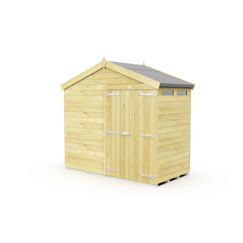 Image of Buttercup Farm 8 x 4 Feet Apex Security Shed - Double Door - L127 x W231 x H217cm in Brown Brown Unisex