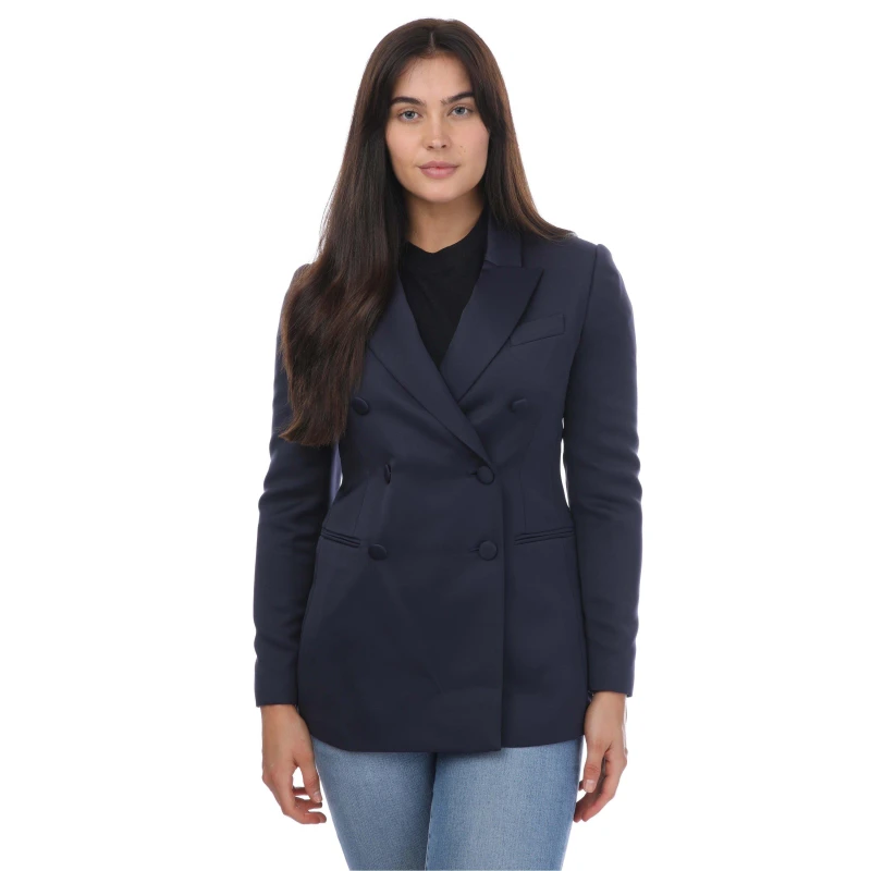 Image of Ted Baker Seraph Double Breasted Satin Boyfriend Blazer - Blue Blue 8