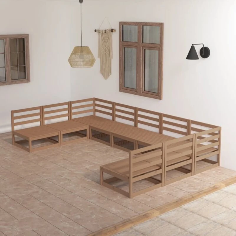 Image of VIDAXL 9 Piece Garden Lounge Set Solid Pinewood Vidaxl 8720286472453
