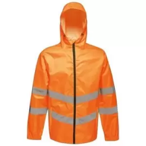 image of Professional HIVISPRO Packable Jacket Waterproof mens in Orange - Sizes UK S,UK M,UK L,UK XL,UK XXL,UK 3XL