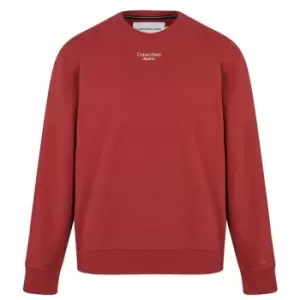 Image of Calvin Klein Jeans Stacked Logo Crew Neck - Red