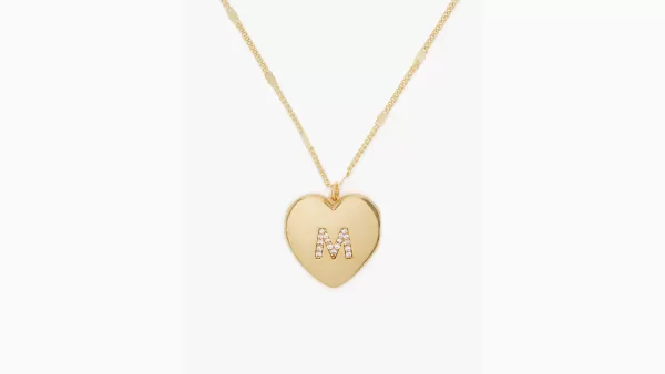 Image of M Heart Letter Locket Necklace