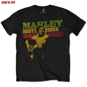 image of Bob Marley - Roots, Rock, Reggae Kids 5 - 6 Years T-Shirt - Black