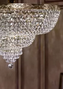 Image of Palace Semi Flush Ceiling Gold Antique & Crystal, 18 Light, E27