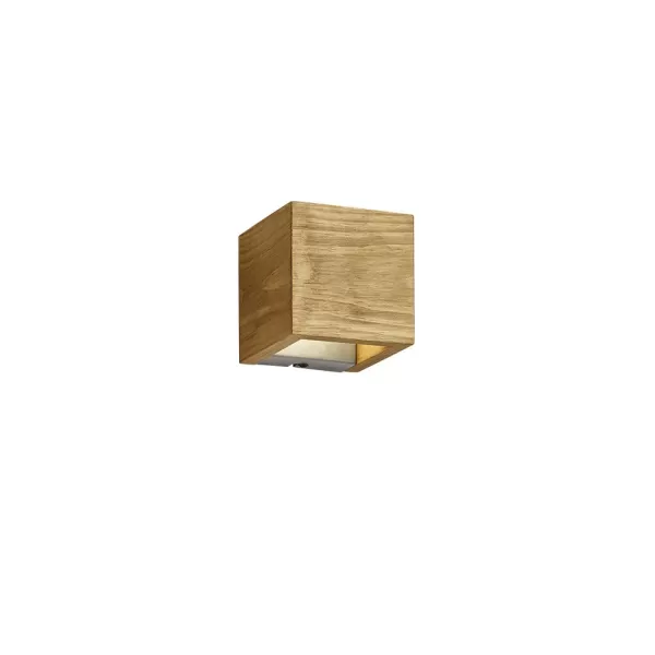 Image of Brad Vintage 11cm Up & Down Wall Lamp Wood coloured 3000K