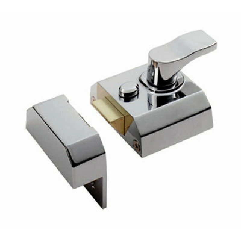 Image of Loops Contract Rim Cylinder Nightlatch 40mm Polished Chrome Door Security Lock Multi unisex