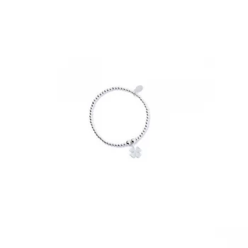 image of Four Leaf Clover Charm Sterling Silver Ball Bead Bracelet