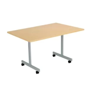 Image of One Eighty Tilting Table 1200 X 700 Silver Legs Nova Oak Rectangular Top