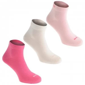 image of Puma Quarter Socks - 3 Pack - Pink