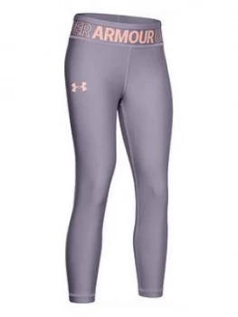 Image of Urban Armor Gear Girls HeatGear Ankle Crop Legging - Purple, Size 11-12 Years, L, Women