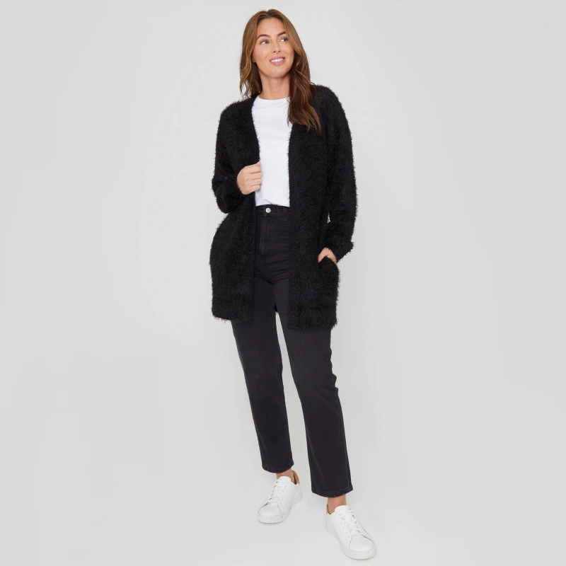 Image of Be You Fluffy Cardigan - Black 8 - 10