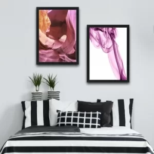 Image of Soft Pink Set Multicolor Decorative Framed Painting (2 Pieces)
