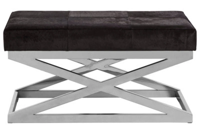 Image of Orsina Luxurious Cross Base Bench, Comfortable Garden Bench For Outdoor, Contemporary Modern Bench For Bedroom