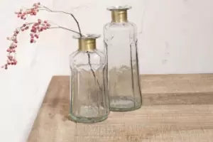 image of Nkuku Chara Hammered Bottle Vases & Planters Clear Small 18 x 9cm (Diameter)