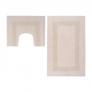 image of Linens and Lace 2 Pack Mega Bath Mat Set - Cream