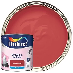 Image of Dulux Walls & Ceilings Pepper Red Matt Emulsion Paint 2.5L
