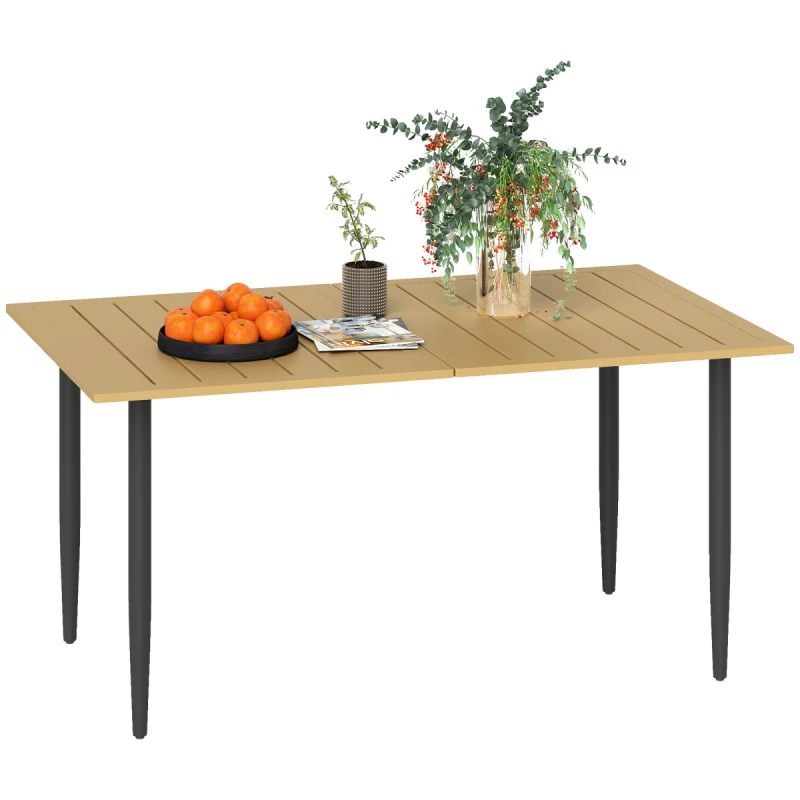 Image of Outsunny Garden Dining Table for 6 Person with Parasol Hole - Brown TJ Hughes 5063603835580