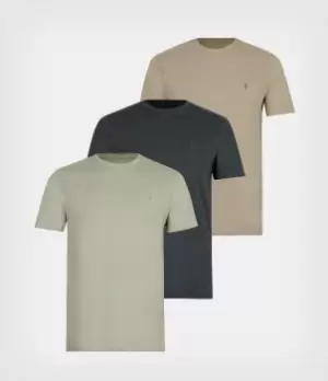 Image of AllSaints Mens Brace Crew T-Shirt 3 Pack, Taup/cnder Ml/mink, Size: M