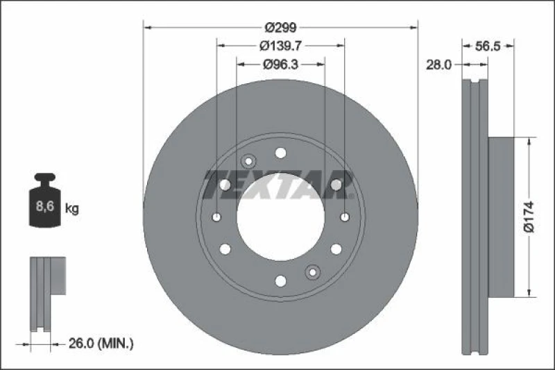 Image of Brake disc TEXTAR 92338103
