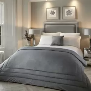 Image of Soiree Melanie Glamourous Velvet Quilted Bedspread, Slate, 150 x 220 Cm