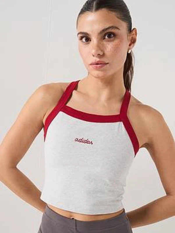 Image of Adidas Womens embroidered graphic tank top adidas Essentials Colorpop Gris Female L