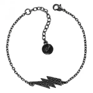 image of Ladies Karl Lagerfeld Black Ion-plated Steel Lightning Bolt Bracelet