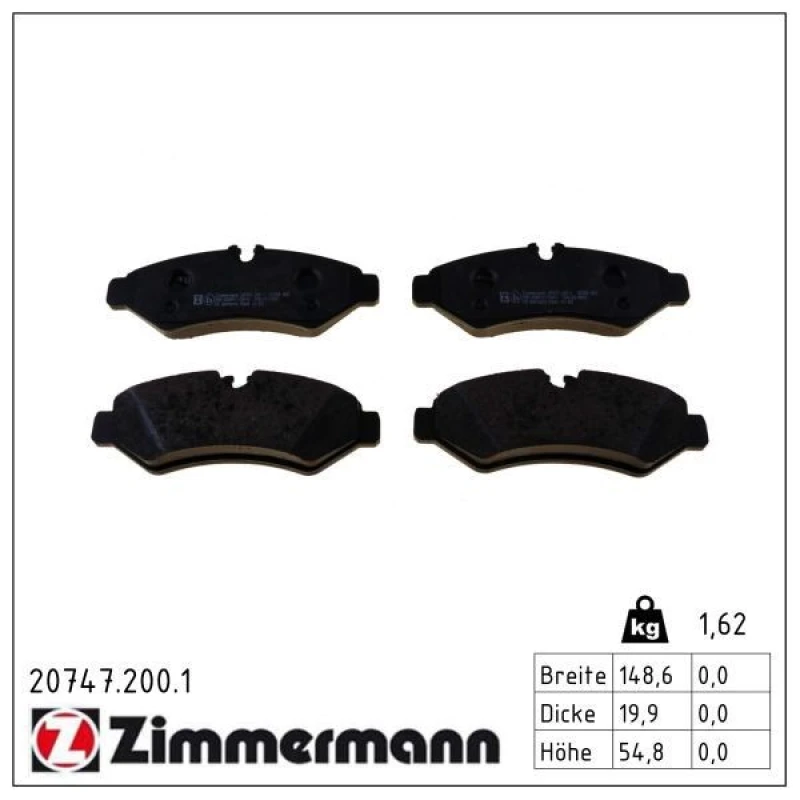 Image of ZIMMERMANN Brake pad set ZIMMERMANN 20747.200.1