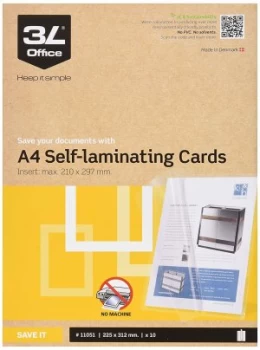 image of 3L Office 11051 A4 Self Laminating Cards