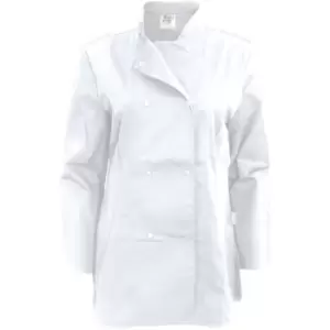 Image of Dennys Womens/Ladies Long Sleeve Fitted Chef Jacket (XL) (White) - White
