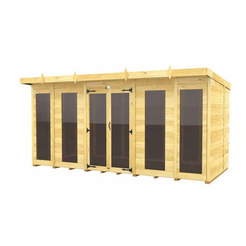 Image of Buttercup Farm 14x7 ft Pent Summer House (Full Height Window) - L214 x W417 x H201cm in Brown Brown Unisex