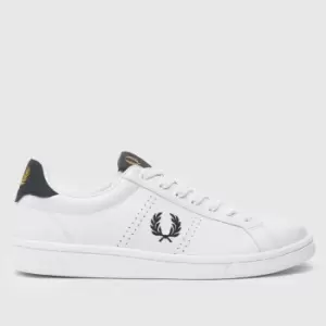 Image of Fred Perry B721 Trainers In White & Navy
