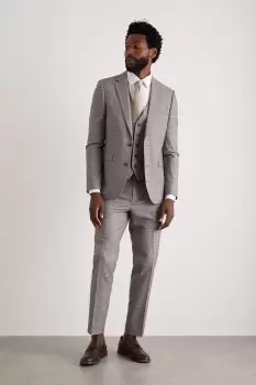 image of Mens Skinny Fit Grey Fine Check Suit Jacket