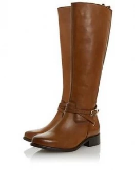 image of Dune London Dune London Wide Fit True Long Riding Boot, Tan Leather, Size 3, Women