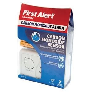 image of Original Kidde First Alert 85dB Carbon Monoxide Detector LED Alarm and Fittings