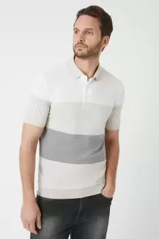 Mens Short Sleeve Neutral Colour Block Polo