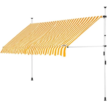 image of Clamp Awning Telescopic Balcony Canopy 150 - 400cm Retractable Sunshade 300cm (de), Gelb/Weiß (de)