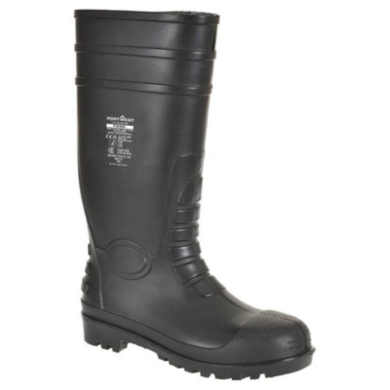 Image of Portwest Total S5 Safety Wellington Boots FW95BKR49 Colour: Black